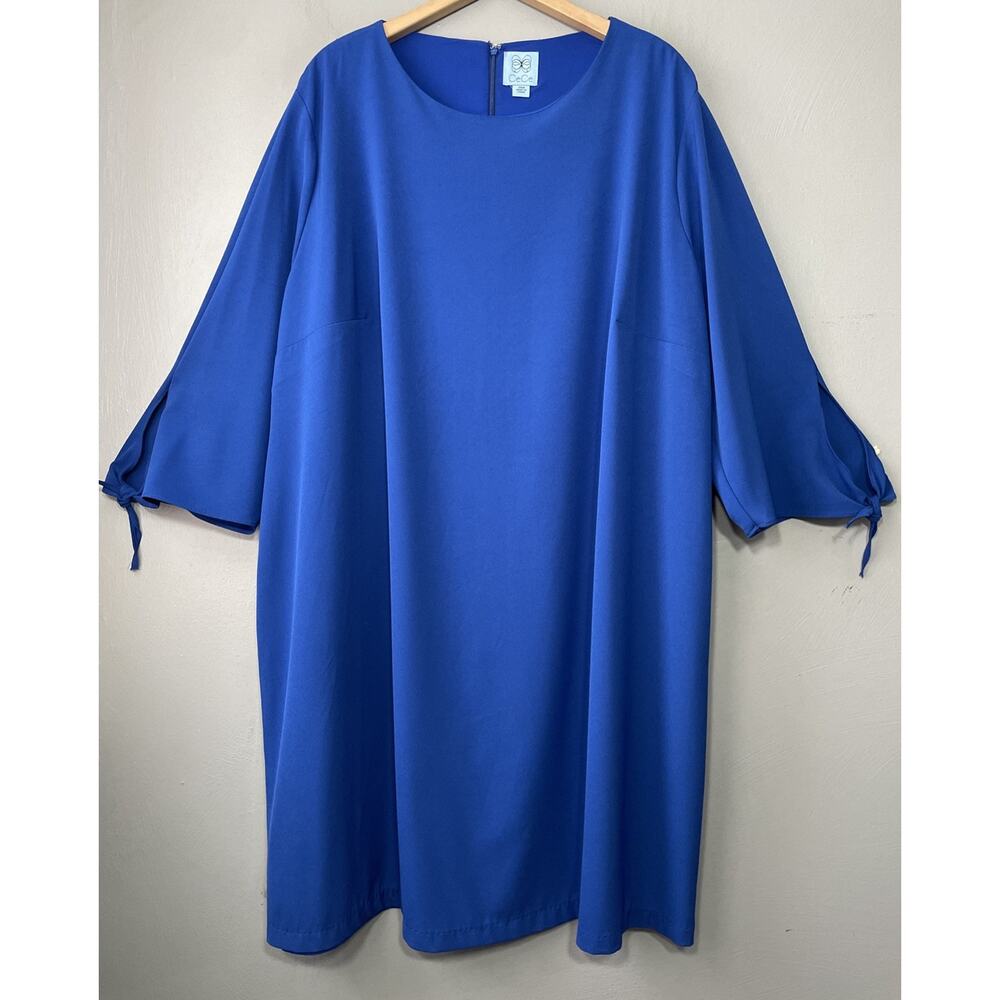 CeCe Shift Dress Plus Size 24W Cobalt Blue Preppy Career Wedding Elegant Event